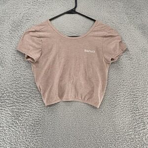 Beyond Yoga X Barre3 Crop Top Womens Medium Pink Twist Back Tee USA Yoga